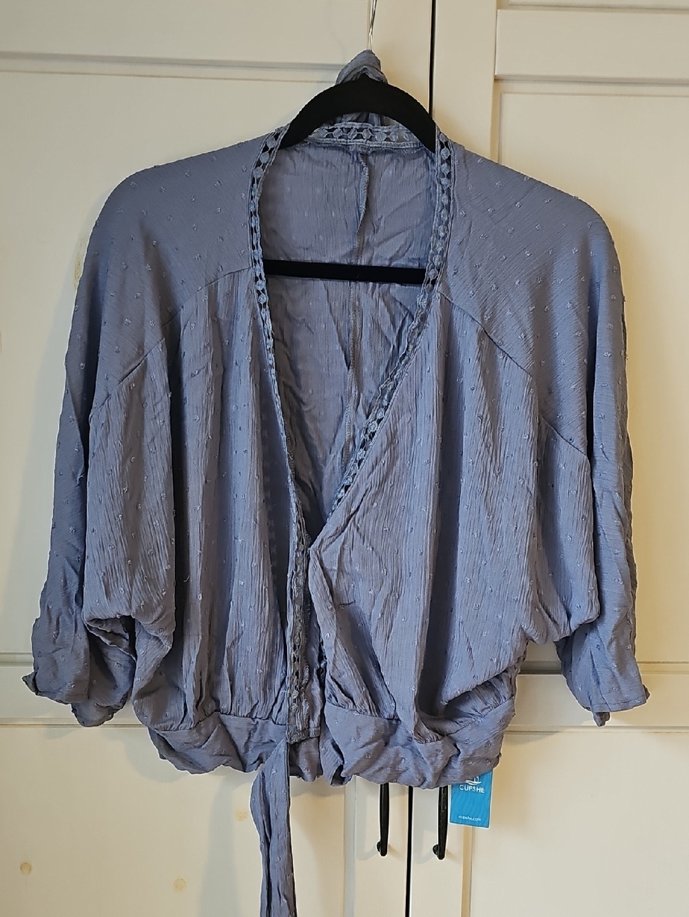 Cupshe Dusty Blue Wrap Blouse